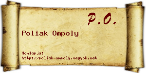 Poliak Ompoly névjegykártya
